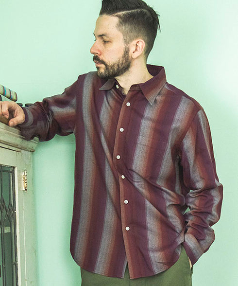 MR.OLIVE/RAYON TWILL STRIPE / REGULAR COLLAR SHIRT ミスターオリーブ/レーヨンツイルストライプ / レギュラーカラーシャツ